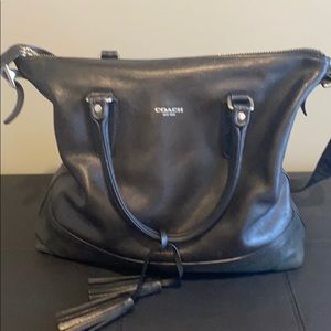 Coach black leather satchel purse